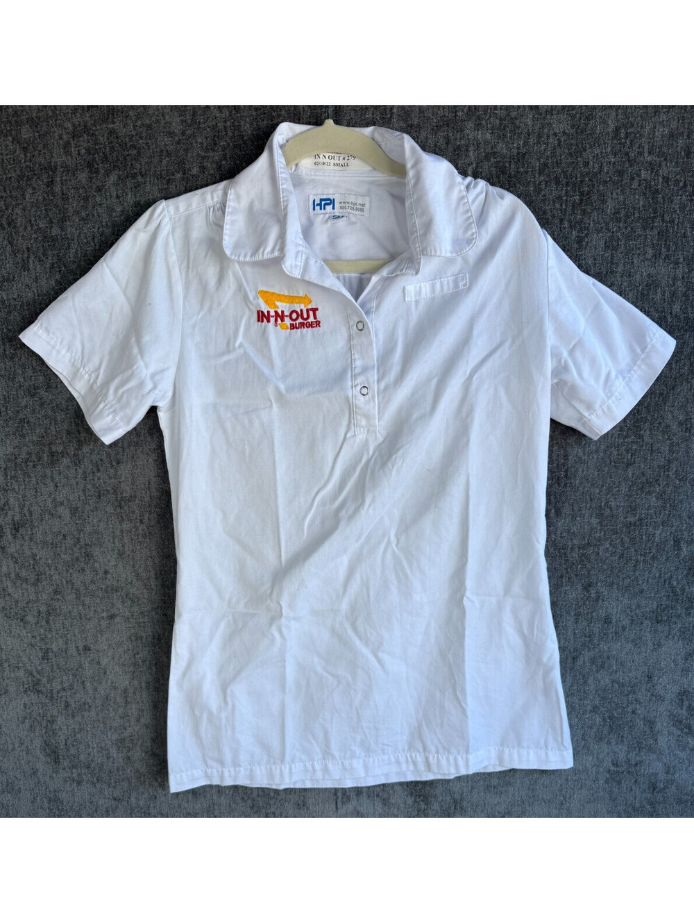 Womens Sz Small In-N-Out Burger Shirt White HPI Workwear Cook Chef #2